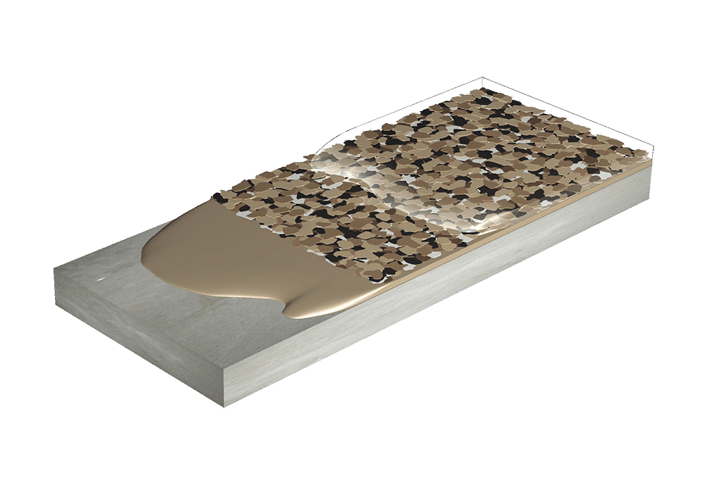 2-Coat High-Build Vinyl Chip System, SaddleTan Flexmar 2-coat color flake system